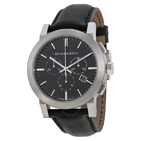 burberry mens chronograph watch with black leather strap|burberry watch clearance.